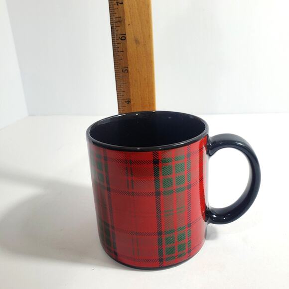 Vtg Pier 1 Tartan Plaid Coffee Mug Japan Collectible Holiday Christmas Mug - Picture 7 of 8